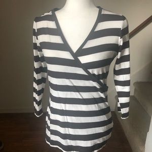 New York & Co. XS Extra Small Striped Suplice Top